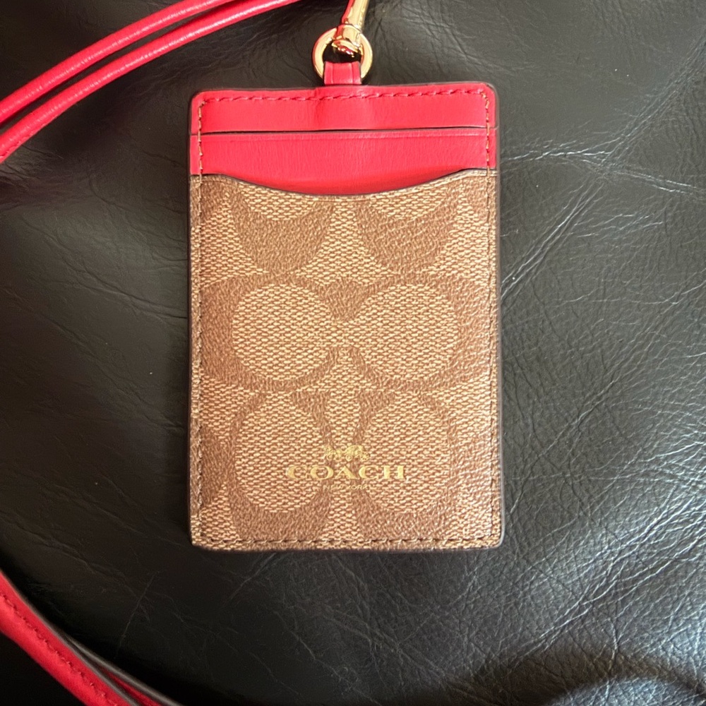 Coach Signature Canvas Card Holder Lanyard